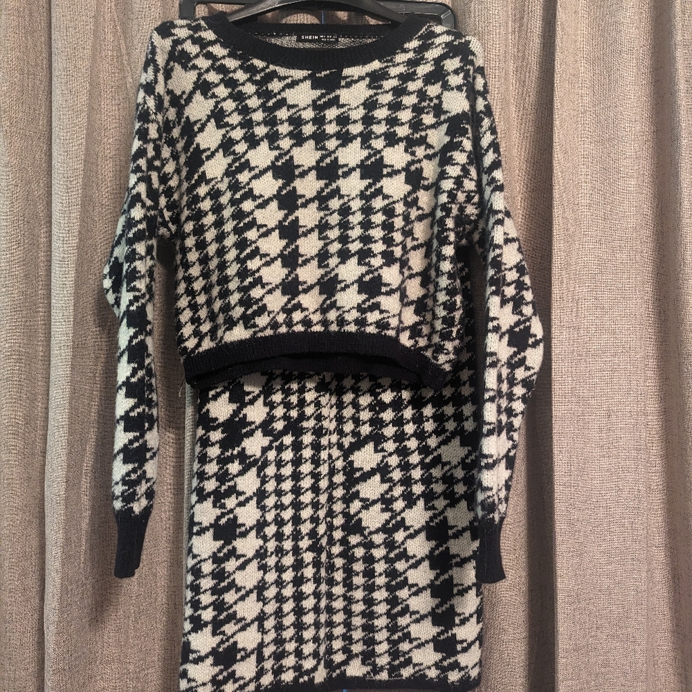 Skirt and shirt sweater set